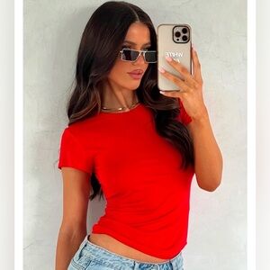 White Fox Boutique Too Blessed Tee Red EUC Size M
